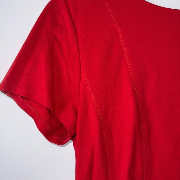 Banana Republic Red Short Sleeve A-Line Dress With Back Zip Closure Size 4 - Picture 3 of 8